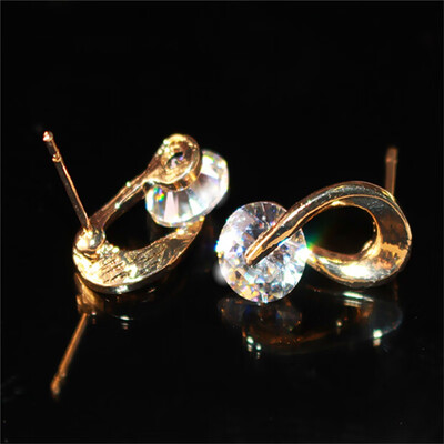 

E026 Austria Crystal Stud Earrings Fashion Jewelry For Women AAA Zircon Gold-color Earrings Wedding Jewelry Best Gift for Lover