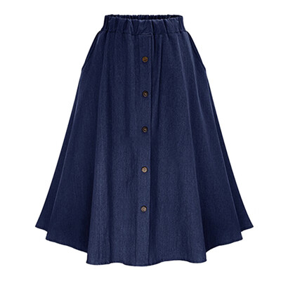 

Solid A-Line Single Breasted denim Skirt Women New Arrival Summer Autumn Cute Casual Knee harajuku high waist vadim
