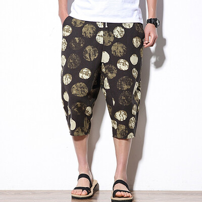 

Gobestart Mens New Style Fashion Vintage Printed Wide-Legged Pants Large Baggy Pants