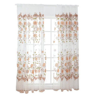 

Offset Large Peony Flower Printed Curtain Screen Multicolor Lace Fabric Curtain