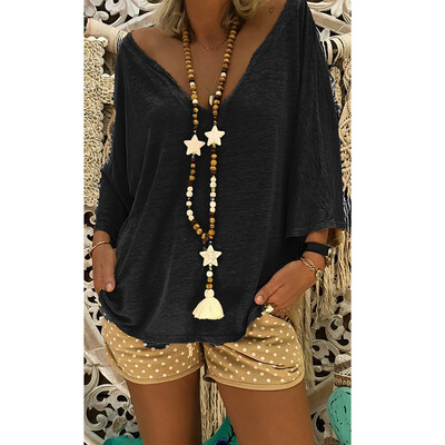 

Nomeni Women V Neck Caftan Boho Beach Cover Plus Size Ladies Vintage Hippie Baggy Dress
