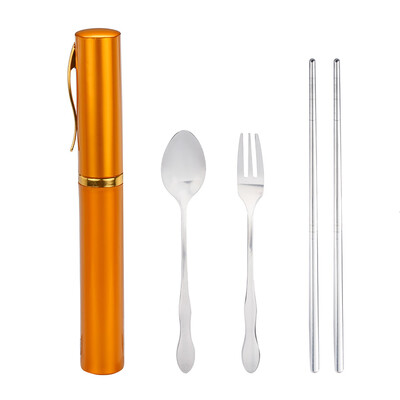 

Toponeto Portable Folding Travel Dinnerware Set Stainless Steel Tableware Camping Tools