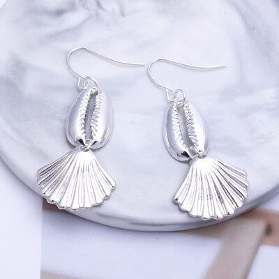 

EK646 Bohemian Sea Shell Drop Earrings For Women Metal Starfish Conch Shell Cowrie Statement Earrings 2019 Summer Beach Jewelry