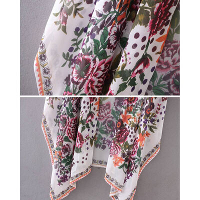 

New Women Chiffon Kimono Cardigan Floral Leopard Print Asymmetric Boho Loose Outerwear Beachwear Bikini Cover Up