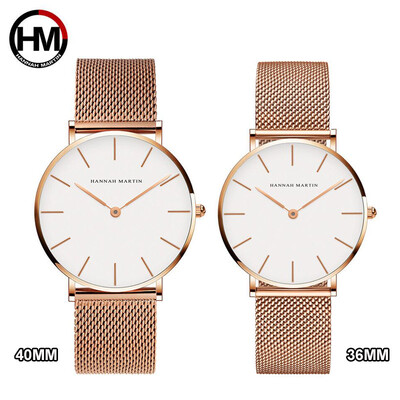 

Couple Watch Set High Quality Stainless Steel Mesh Japan Quartz Movement Ultra-thin Wristwatch Luxury Brand Set Valentines Gift