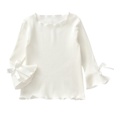 

Autumn Baby Girl Cute Long Flare Sleeve T-Shirts Kids Bowknot Design Tops Shirts Casual Blouse