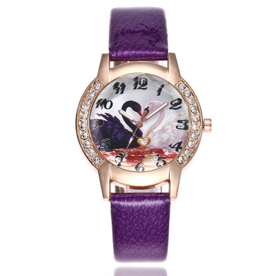 

Ladies Swan Watch Tree Belt Double Row Diamond English
