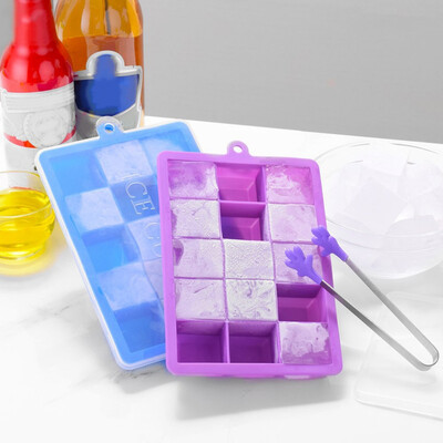

15 24holes Square Ice Cubes Making Box with Lids Fruit Puree Jelly Molds Home Kitchen Fridge Drinking Jelly Pudding Making Tool