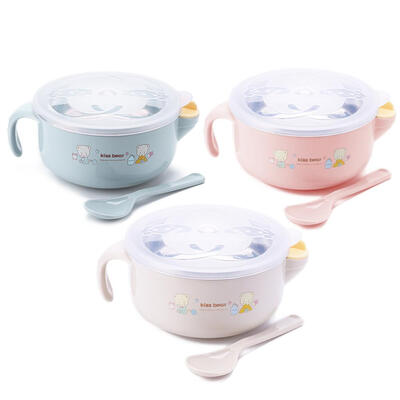 

Cute Kids Stainless Steel Injection Bowl Spoon Baby Food Feeding Tableware