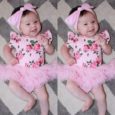 

Newborn Baby Girls Floral Romper Bodysuit Jumpsuit Tulle Dress Clothes Summer