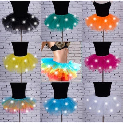 

Women Girls Light Up LED Tutu Dress Stage Dance Tutu Short Mini Skirt Dance wear Bling