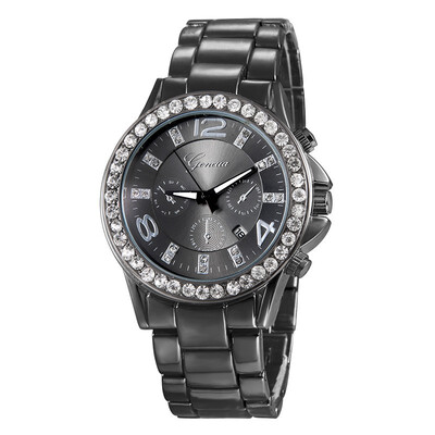 

Geneva watches New business mens watches Mens watches Alloy diamond watch Three-eye steel belt quartz watch