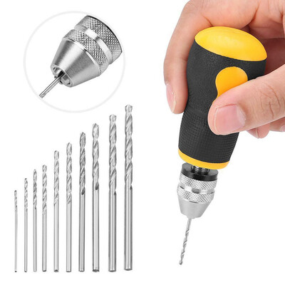 

〖Follure〗Spiral Hand Drill Semi Automatic Pin Vise Keyless Chuck Manual Drilling Hole Set
