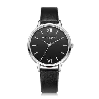 

LVPAI Womens Watches Fashion Faux Leather Analog Quartz Wrist Watch Women Female hours Pink & Black clock Gift Dropshipping 533