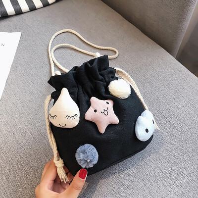 

Tailored Women Small Fresh Student Bucket Bag Cute Canvas Shoulder Messenger Bag