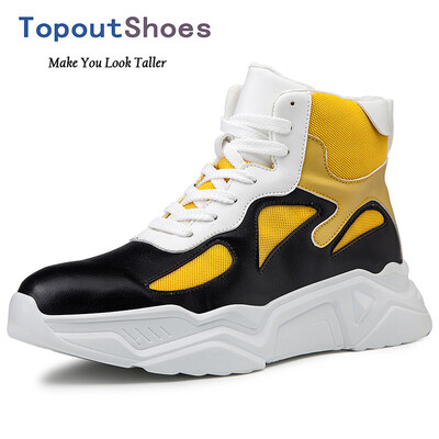 

TopoutShoes Height Increasing Men High Top Sneakers Fashion Elevator Skateboarding Shoes Taller 32inch 8cm