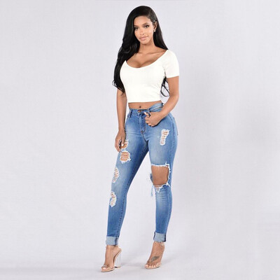 

〖Follure〗Women Hight Waisted Long Pants Pocket Denim Jeans Stretch Length Jeans