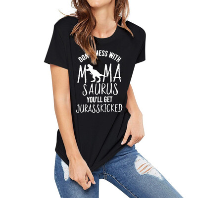 

Starmoon Womens Fashion Short Sleeve Dinosaur Letter Print T-shirt Tops Ladies Blouse