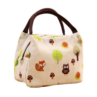 

Cute Owl Print Thermal Insulation Office Picnic Food Bento Lunch Tote Bag Pouch