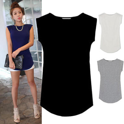 

Women Junior Basic Plain Casual Modal Cap Sleeve Slim O-Neck Tee T-Shirt Tops