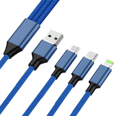 

3-in-1 Braided Charging Cord Lightning Type-C Micro USB Charger And Syncing Cable-12m