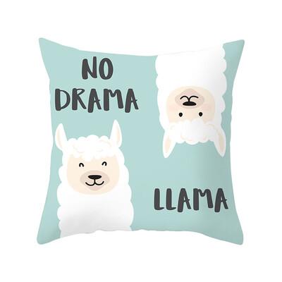 

8 Patterns 18X18Inch Cute Alpaca Pillowcase Car Sofa Peach Skin Cushion Cover Home Decor