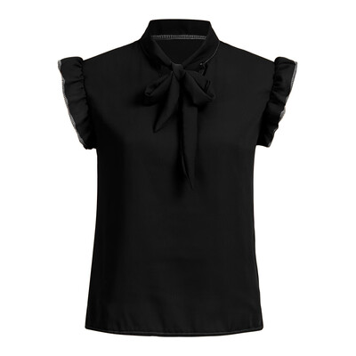 

Starmoon Womens Casual Cap Sleeve Bow Tie T-Shirt Solid Chiffon Blouse Tops