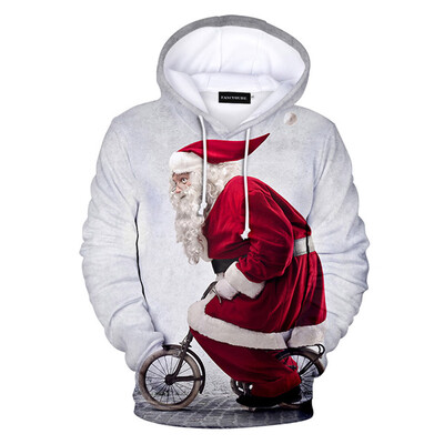 

goldstrings Funny Christmas Santa Cartoon Graphic Personalized Hoodie Long Sleeve Pullover Sweatshirt