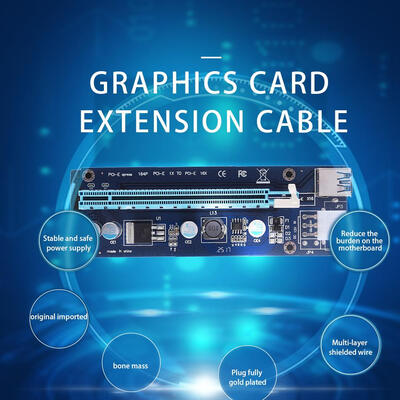

Blue PCI-E Express 1x to 16x Riser Card 6Pin USB 30 Cable for BTC Miner