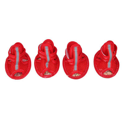 

4pcsset Casual Dog Shoes Pet Summer Breathable Anti-Slip Soft Mesh Sandals