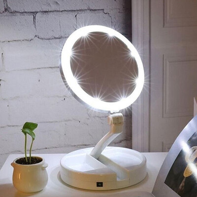 

LED Lighted Folding Makeup Mirror Magnifying Mirror With Lights Vanity Table Stand Mirrors Foldable Mirror Drop Ship