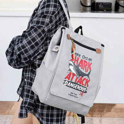 

Sisea bag female Korean version of the wild canvas backpack junior high school student bag male fashion wild computer backpack 6656 gray