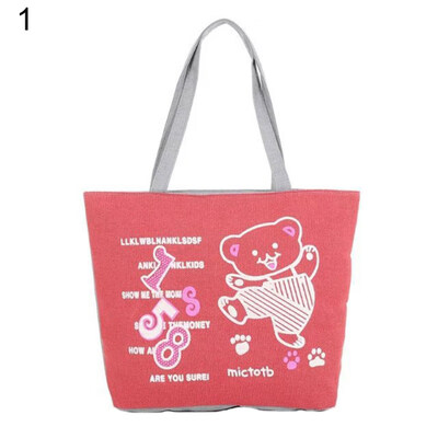 

Casual Cartoon Elephant Printed Large Capacity Canvas Women Shoulder Bag Pouch