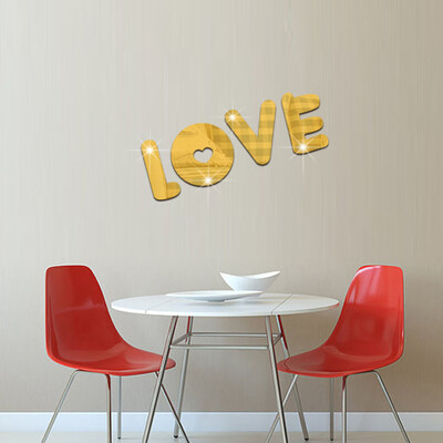 

Toponeto Acrylic 3D Love Word Combination Mirror Effect Wall Sticker Decal Home Decor GD