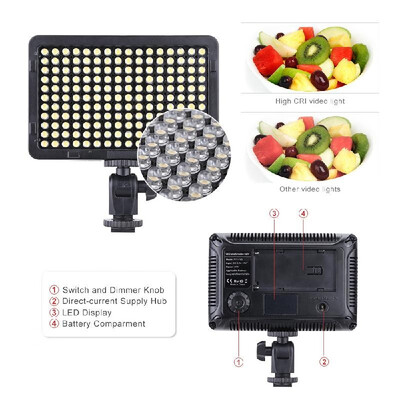 

Portable Video Studio Photography Light Lamp Panel 176 LEDs 5600K for Cannon Nikon Pentax Olympus Camcorder DSLR Camera