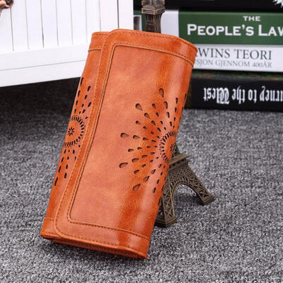 

Womens Wallet Fashion PU Leather Wallet Long Section Hollow Out Flower Wallet Lady Clutch Wallet Ms Card Holder
