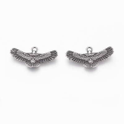 

304 Stainless Steel Pendants Eagle Antique Silver 13x25x2mm Hole 16mm