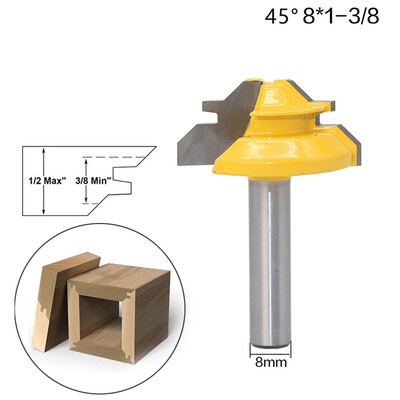 

8mm Shank Lock Miter Router Bit Tungsten 45 Degree Woodworking Cutter Tool
