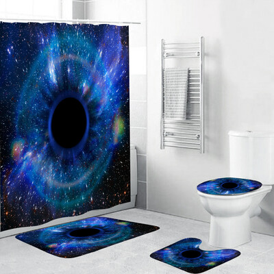 

Toponeto 4PCS Non Slip Toilet Polyester Cover Mat Set Bathroom Shower Curtain
