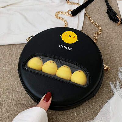 

Summer transparent small bag new 2019 chain shoulder Messenger bag girl cute cartoon small round bag
