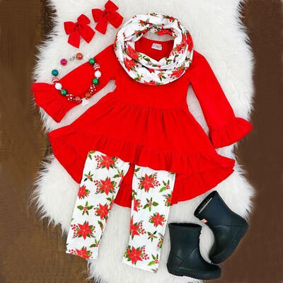 

Baby Girls Kids T-Shirt Tops Dress Leggings Pants Floral Clothes 3pcs Outfits Set