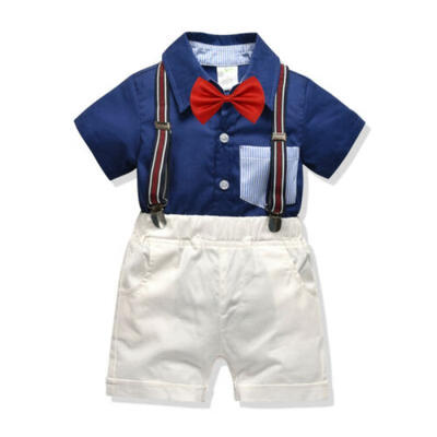 

2PCS Toddler Kids Baby Boy Outfit Set Clothes ShirtShorts Pants Gentleman Suit