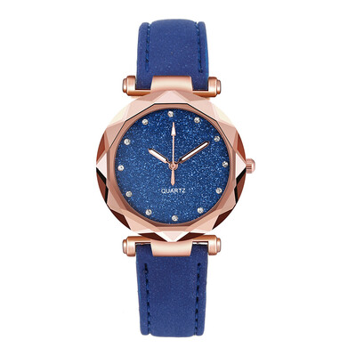 

Casual Women Romantic Starry Sky Wrist Watch Leather Rhinestone Designer Ladies Clock Simple Dress Gfit Montre Femme50