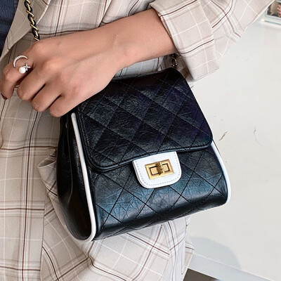 

North bag on the new bag foreign style womens bag 2019 Korean wave Joker Messenger bag fashion Lingge chain shoulder bag