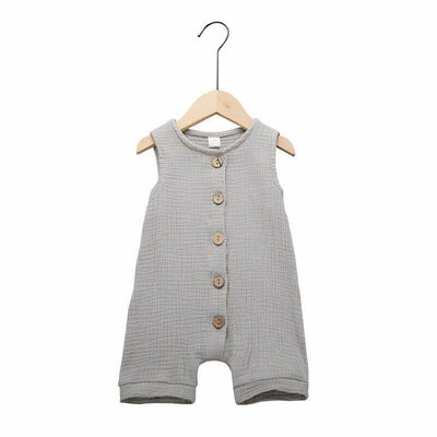 

Newborn Baby Boy Girl Sleeveless Solid Cotton Romper Jumpsuit Infant Outfits