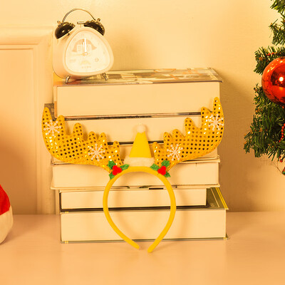 

Many memories of Christmas headdress Christmas decorations Christmas decorations adult childrens headband Christmas tree package Christmas ornaments headdress gold sequins
