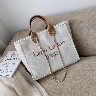 

Tailored Womens Linen Handbag Large Capacity Casual Shoulder Bag Daily Bag Shopping Bag