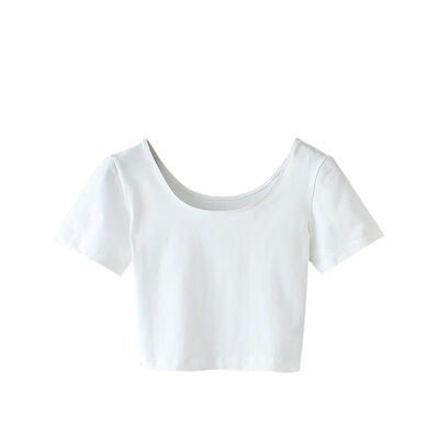 

Summer Women Sexy Crop Top Cotton Ladies Short Sleeve Tank Tee Skinny Short Basic Stretch T-shirts Hot