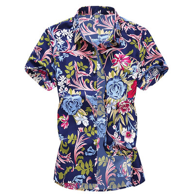 

Tailored Mens Print Button Turn-Down Collar Slim Fit Short Sleeve Shirt Top Blouse