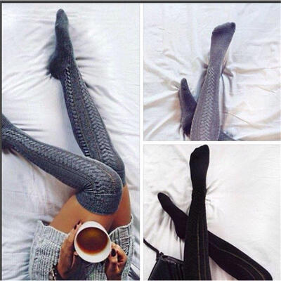 

Women Winter Warm Cable Knitted Long Boot Socks Over Knee Thigh High Stockings